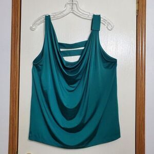 Kardashian Kollection Cowl Front Tank Teal Size Large Top